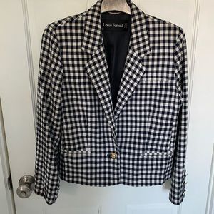 Vintage 80's Navy. & White LOUIS FERAUD Cropped jacket size 10